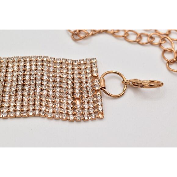 Vintage Crystal Chain Belt Gold Tone Thick Chunky Rhinestone  display picture 3